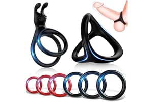 Triangular Rings, Pleasure Ring Set of 5 Cock Rings Silicone Cock Rings Testicle Rings for a Harder and Longer Erection Erotic Sex Toy for Couples Suitable for Any Size Ring Black